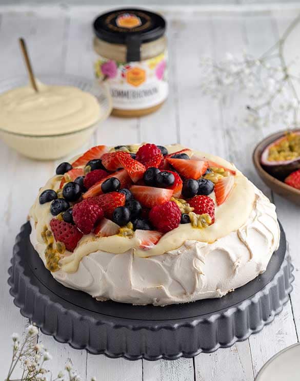 Honningpavlova med vaniljekrem